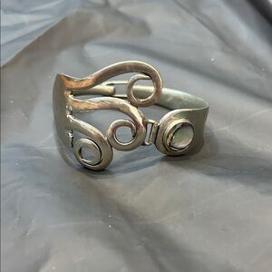 Artisan Silver Swirl Folk Art Whimsical Fork Bracelet adult